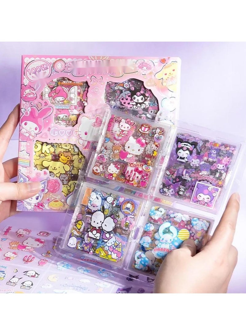سانريو ملصقات انيمي سانريوللبنات - مجموعة ملصقات سانريو من 100 ورقة، مجموعة ملصقات زينة جمالية من الفينيل، مثالية لسجل القصاصات والمجلات واللابتوب وتزيين الغرفة - Image 3