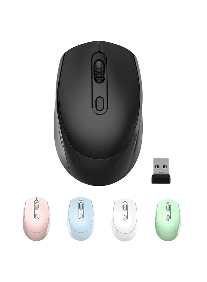 Ergonomic Wireless Mouse Dual Mode Silent Click Comfort Grip Portable Design with USB Receiver for Laptop Desktop Tablet Black Plastic Construction - Image 1