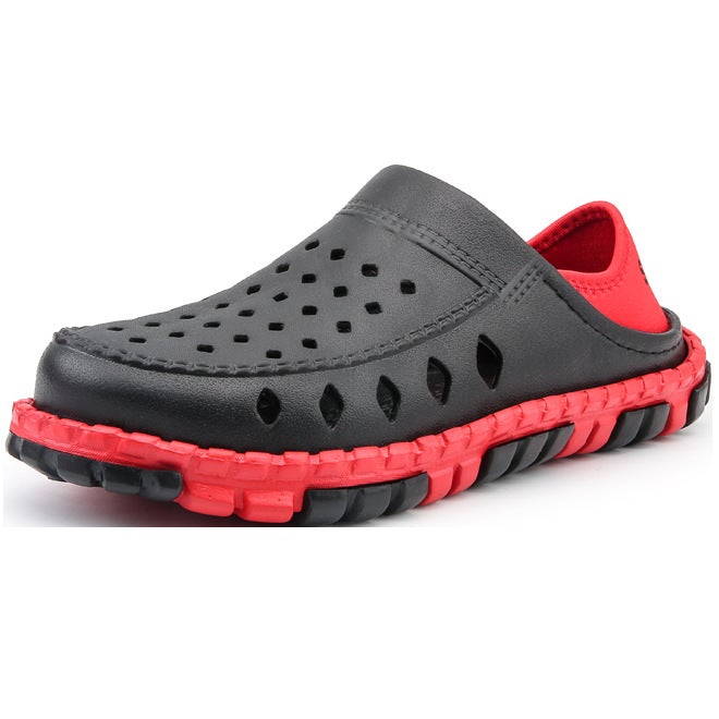 Breathable Mens Summer Sandals Slip-Resistant Beach Slides Black Red 
