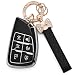 JAMCARI for Chevy Key Fob Cover Soft TPU Protection Case with Keychain for 20212025 Chevy Suburban Tahoe GMC Yukon Denali Silverado Buick Enclave Smart Remote Key Shell 6 Buttons Black - Image 2