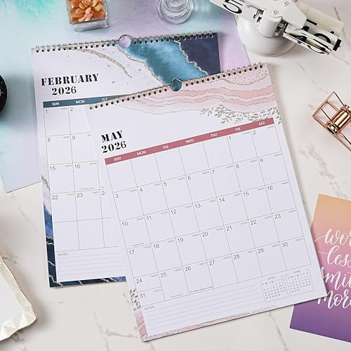 Artfan 2026 Wall Calendar - JAN 2026 - DEC 2026, 12 Monthly Calendar, 2026 Calendar with Thick Paper, 12" x 15", Twin-Wire Binding + Hanging Hook + Large Blocks with Julian Dates - Sand - Image 2