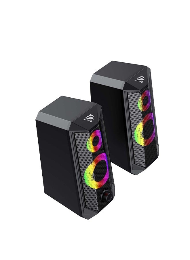 RGB Computer Speakers, USB Speakers with 360° Surround Sound, Plug and Play, Suitable for Home, Office, Game Room Use