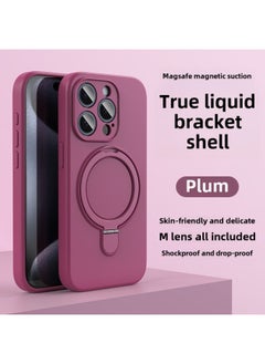 Apple 16 Mobile Phone Case Magsafe Bracket Magnetic 15promax Liquid Silicone IPhone14 Protective Cover Soft-Color:Plum Stand Model With Packaging-Applicable Models:iPhone15plus