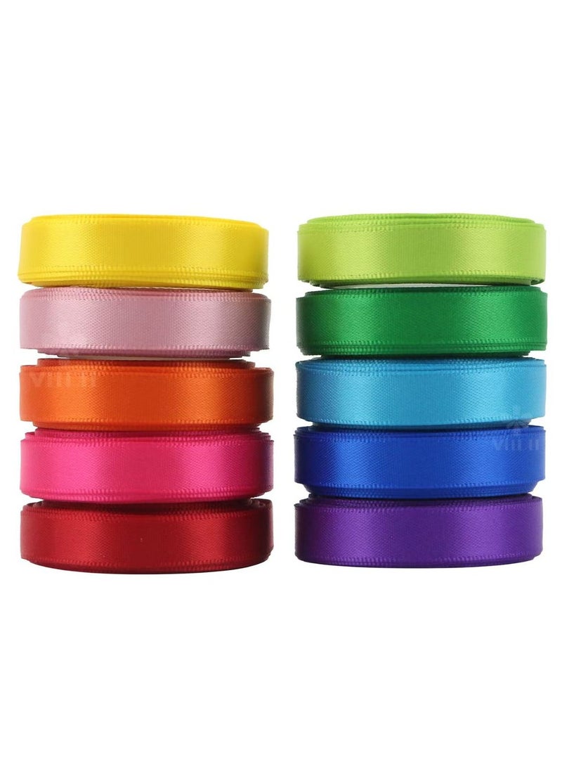 DELGREEN 10pcs Rainbow Satin Ribbon Rainbow series, 3/8" x 25 Yards Each - Perfect for Gift Wrapping, Birthday & Wedding Decorations, Invitations & Crafts - Image 2