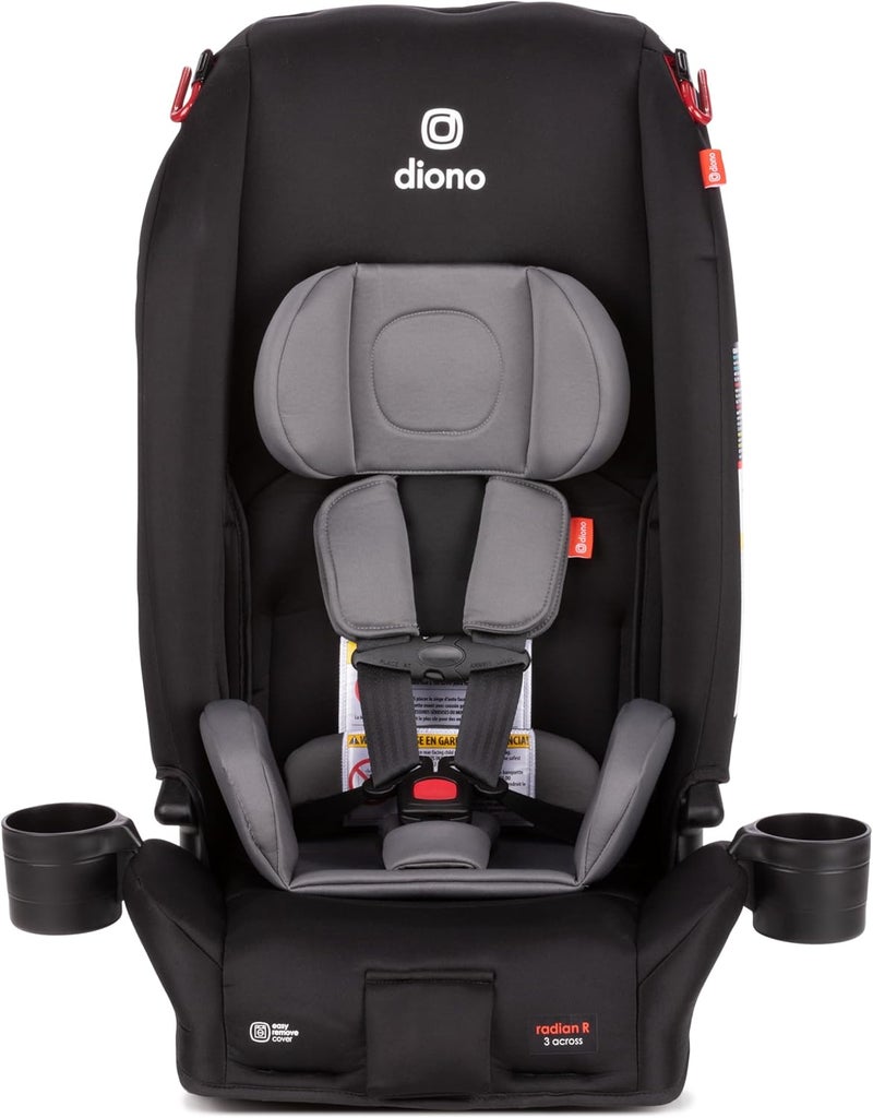 Diono مجموعة سفر رايديان 3R المريحة من ديونو - ملحقات مقعد السيارة للأطفال متوافقة مع رايديان 3R - مجموعة من 7 قطع تشمل 2 وسادات حزام، 1 وسادة حزام، وسادة رأس، وسادة مقعد، و2 حامل أكواب - رمادي عاصف - Image 2