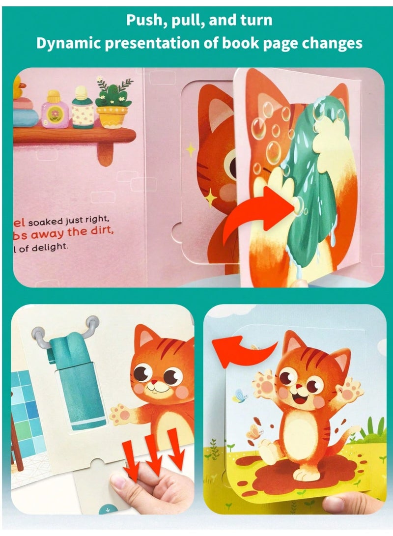 Kids Educational Interactive Story Book For Face Washing And Bath Time Learning With Push Pull And Slide Activities Ages 3 To 6 - Image 3