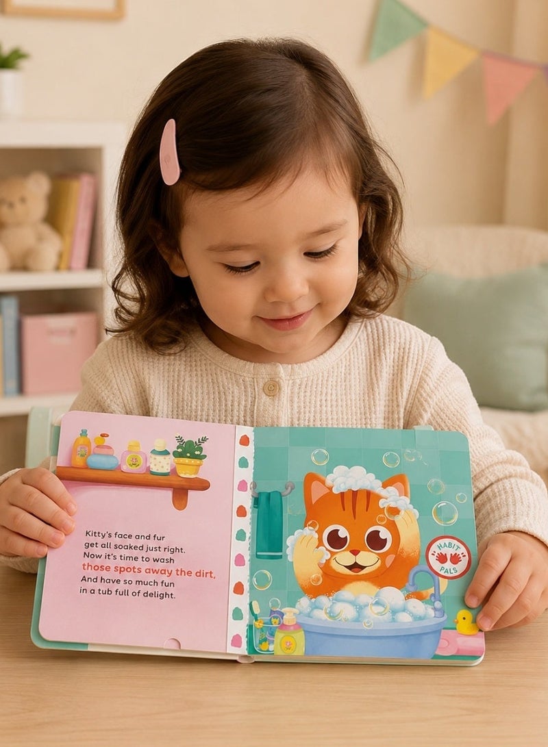 Kids Educational Interactive Story Book For Face Washing And Bath Time Learning With Push Pull And Slide Activities Ages 3 To 6 - Image 1