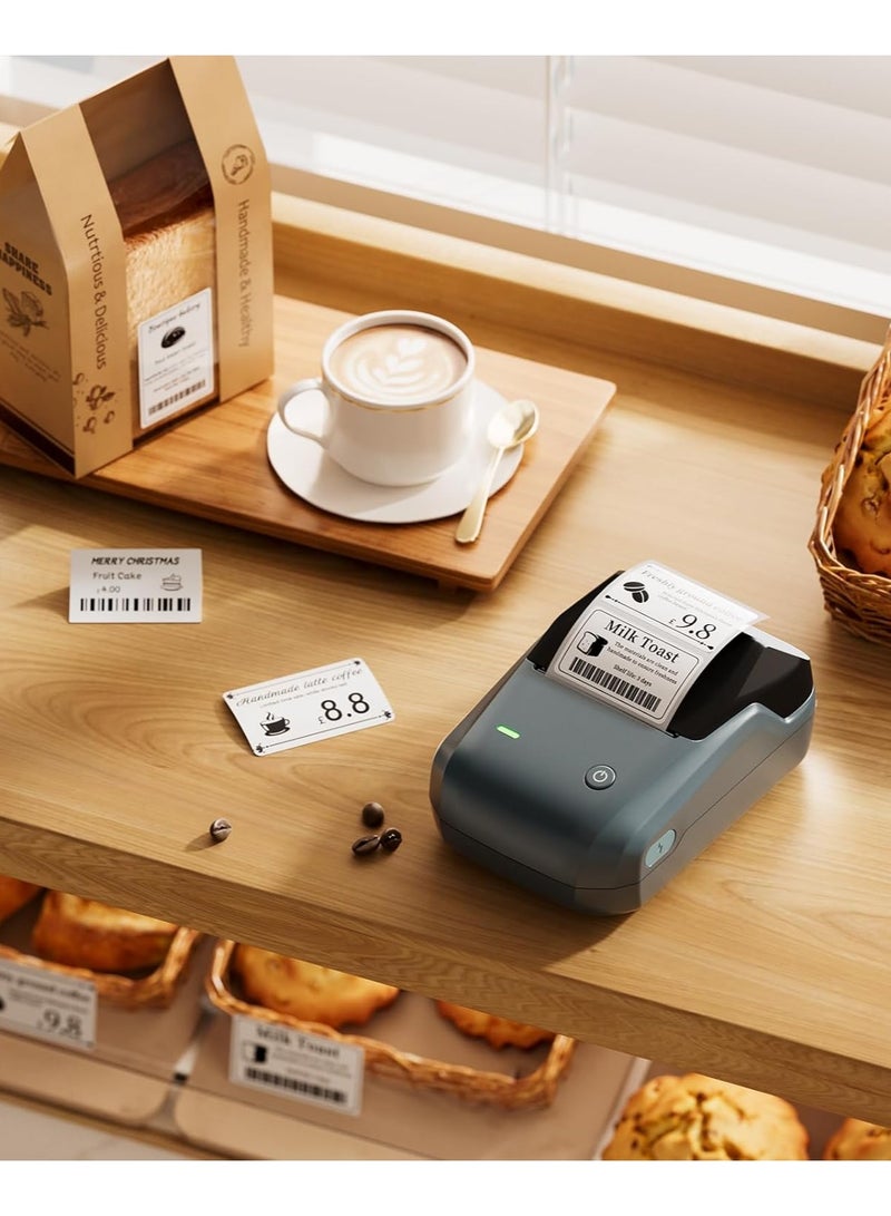 Barcode Label Printer B1 Inkless Label Maker with Tape, Bluetooth Sticker Printer 2 Inch for Food Baking Office Organisation Small Business Label Printer, Blue - Image 2