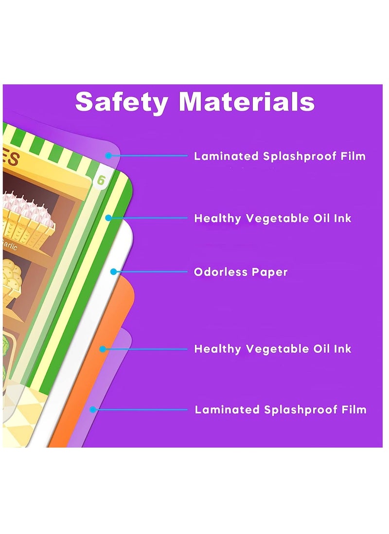 KASTWAVE حزمة 4 كتاب هادئ DIY للأطفال الصغار، كتاب مشغول منتسوري للأطفال، أنشطة تعليمية لتعلم المركبات و الفضاء و الجسم و الطعام لألعاب التعلم و التعليم في مرحلة ما قبل المدرسة  - Image 4