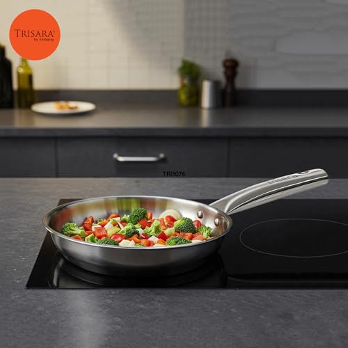 Trisara Triply Stainless Steel 20 cm Fry Pan | 1000 ml | Induction Friendly | Riveted Handles | 3-Layer Durable Cookware for Even Heating - Image 4