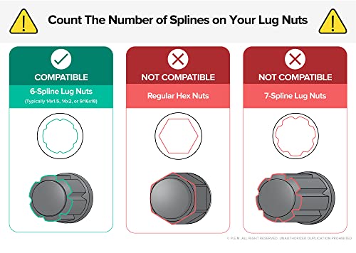 StanceMagic Large 6 Point Spline Drive Tuner Replacement Socket Key Tool for for Six Spline Truck SUV Wheel Lock Lug Nuts - 20mm Inner Diameter - 21mm 13/16" 22mm 7/8" Hex Socket Wrench - Silver - Image 2