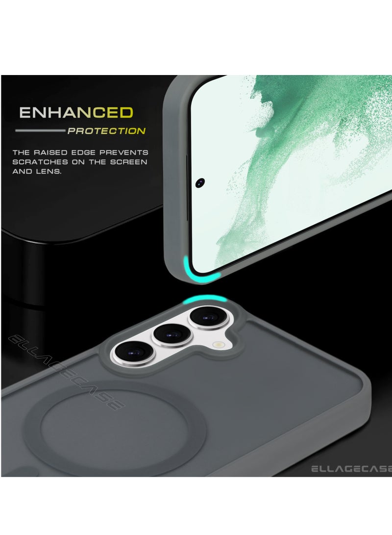 ELLAGECASE حافظة أنيقة باللون الرمادي لهاتف سامسونج جالاكسي S23 FE، حماية كاميرا قوية، مضادة للصدمات، حماية معززة، متوافقة مع شحن MagSafe والشحن اللاسلكي - Image 3