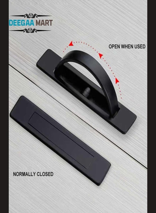 DEEGAA MART Vintage Zinc Alloy Concealed Door Handles Hardware,180° Rotating Hidden Recessed Pulls, Invisible Cabinet Drawer Handles, Wardrobe, Drawer, Closet Black (Recessed Hardware, 1, Count) - Image 2