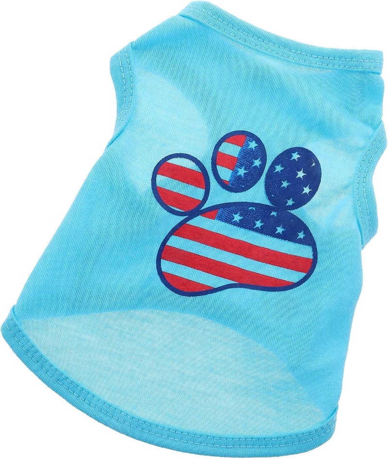 Dog Shirt and Breathable Puppy Vest with USA Flag Print Wear-Resistant Summer Pet Clothing for Small Dogs Size S Lightweight for Daily Outdoor Use - Image 1