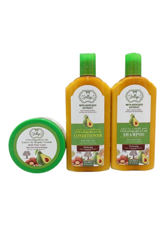 جيليز شامبو 366 مل وبلسم 366 مل وكريم 300 مل بزيت الأفوكادو وزيت الأرغان للشعر التالف والجاف - Image 2