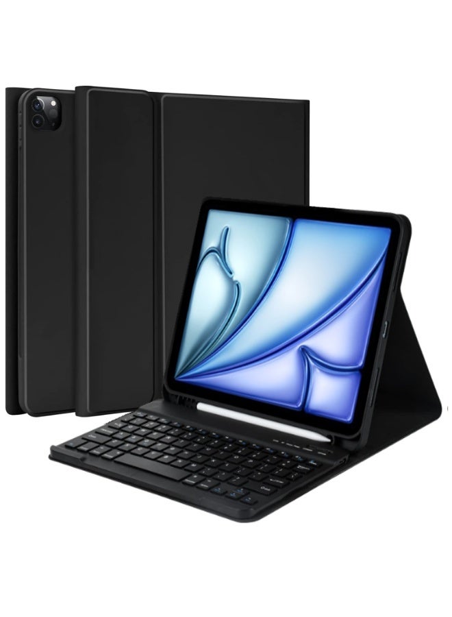 إغرين99 لـ iPad Air 13 بوصة (2024 6th M2 / 2025 7th M3 / 2026 8th M4) / iPad Pro 12.9 بوصة (22/21/20/18) غطاء واقي مع لوحة المفاتيح ، لوحة مفاتيح بلوتوث لاسلكية قابلة للفصل ، غطاء واقي ذكي من نوع تقسيم رقيق للغاية ، إيقاظ / نوم تلقائي ، أسود - Image 1