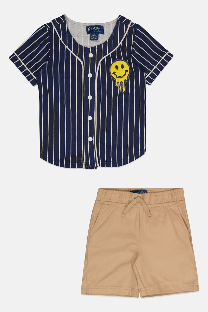 Freestyle Toddlers Boy 2 Pieces Stripe Top And Shorts Set, Multicolor - Image 3