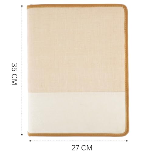Asraw A4 Jute Professional File Folder Document Zipper Organizer for Corporate Meetings, Interview Portfolio, Certificates, Document Holder, Jute Conference File Folder (Off-White) - Image 5
