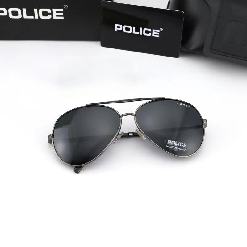 POLICE New Fashion Pilot Polarized Lens Sunglasses Grey Lenses with Gunmetal Frames - Image 4