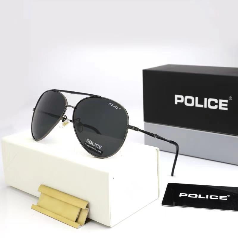 POLICE New Fashion Pilot Polarized Lens Sunglasses Grey Lenses with Gunmetal Frames - Image 2