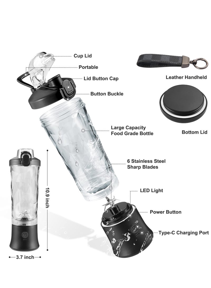 general 600ml Mini Portable Blender with 6 Blades, Personal Size Mixer For Shakes And Smoothies (Black) - Image 3