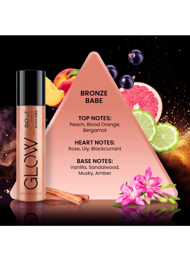 So..? Bronze Babe Illuminating Body Mist – Radiant Shimmering Body Spray for Women, Long-Lasting Fragrance and Natural Glow, Perfect for Every-Day Wear, 140ml  - Image 2
