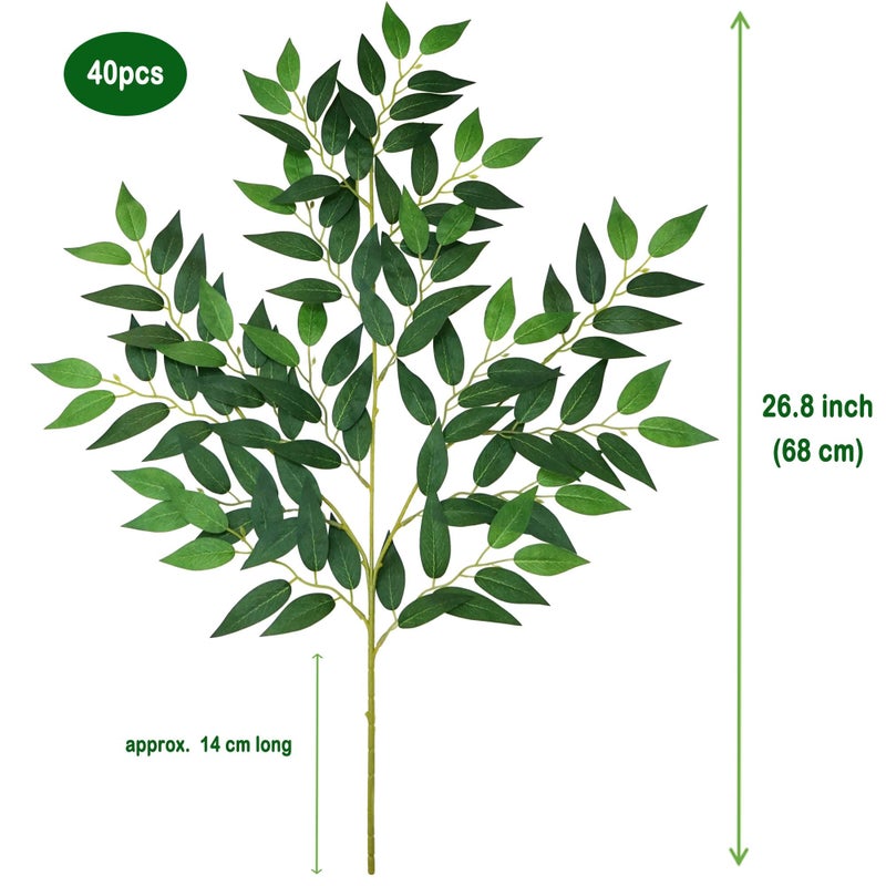 VOELIGT 40pcs Italian Ruscus Greenery 68cm Artificial Greenery Stems Leaf Greenery Garland for Wedding Arch Flowers Centerpieces Balloon Arch Home Decor - Image 3