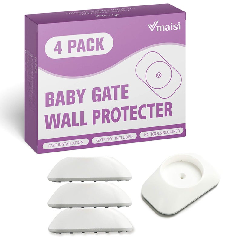 Vmaisi Baby Gate Wall Cup Protector Make Pressure Mounted Safety Gates More Stable - Wall Damage-Free - Fit for Doorway, Door Frame, Baseboard - Work on Dog & Pet Gates (White) - Image 3