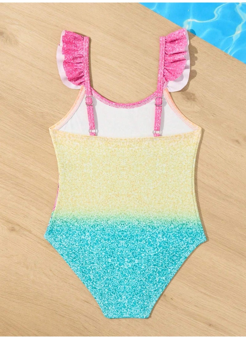 SHEIN Young Girls' Cartoon Unicorn Position Printed One-Piece Swimsuit - Image 4