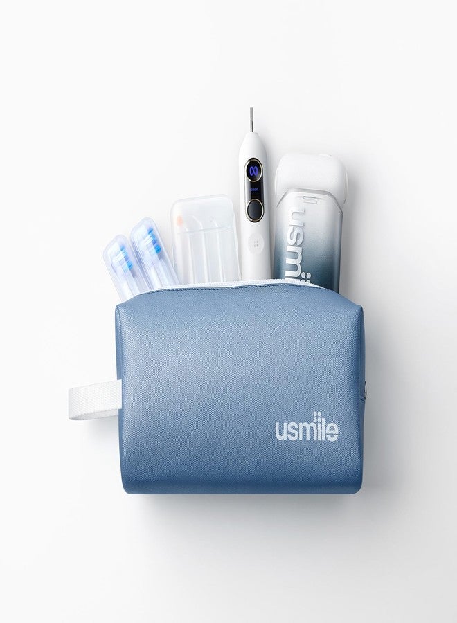 usmile Travel Case for Electric Toothbrush & Water Flosser – Water-Resistant PU Leather Hanging Toiletry Bag, Fits C10, C30, P10S, Y10PRO, Y20PRO, Ideal for Travel, Gym & School(Blue) - Image 4