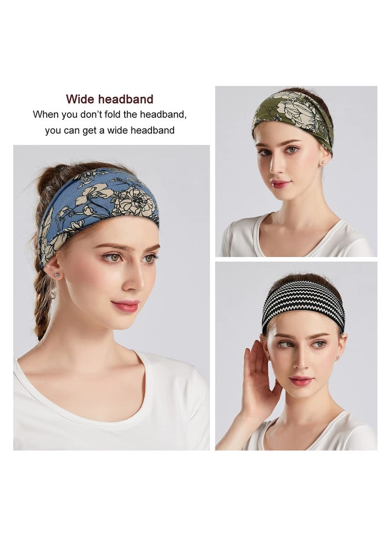 KHAJUL - 6 Pack Boho Headbands for Women, Fashion Wide Headband, Yoga Workout Head Bands, Hair Accessories Band (Multicolour) - Image 1