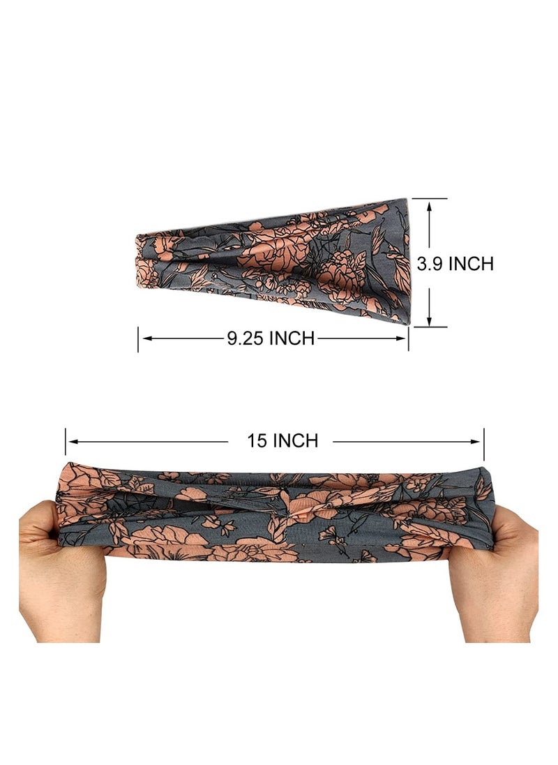 KHAJUL - 6 Pack Boho Headbands for Women, Fashion Wide Headband, Yoga Workout Head Bands, Hair Accessories Band (Multicolour) - Image 1