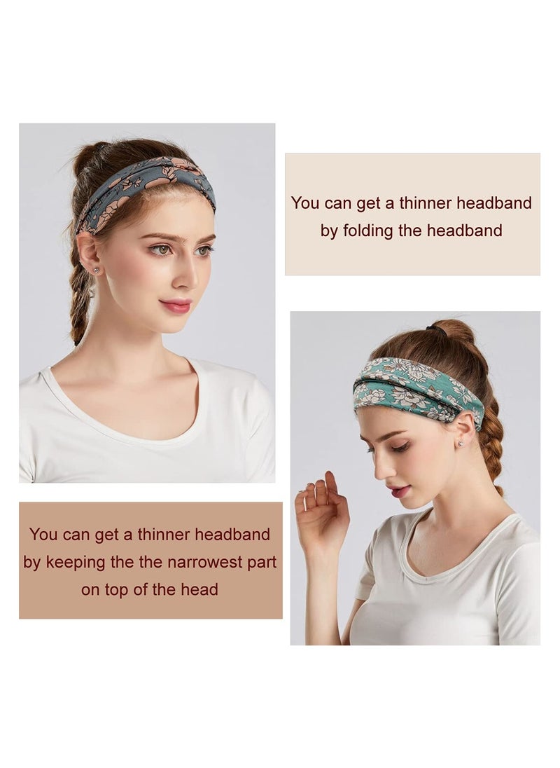 KHAJUL - 6 Pack Boho Headbands for Women, Fashion Wide Headband, Yoga Workout Head Bands, Hair Accessories Band (Multicolour) - Image 1