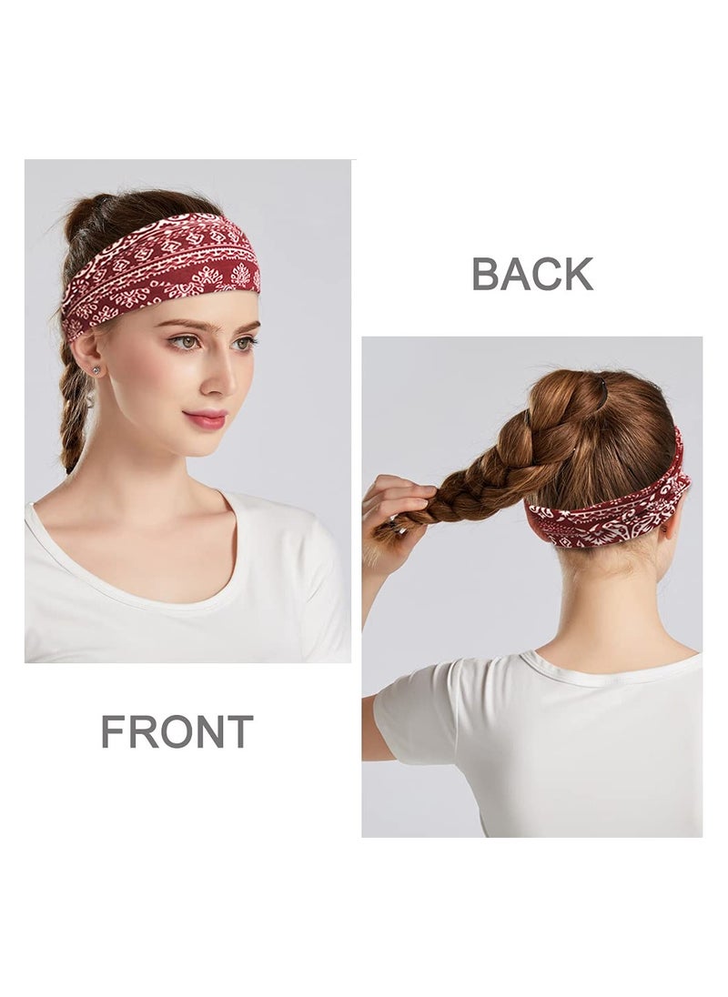 KHAJUL - 6 Pack Boho Headbands for Women, Fashion Wide Headband, Yoga Workout Head Bands, Hair Accessories Band (Multicolour) - Image 1