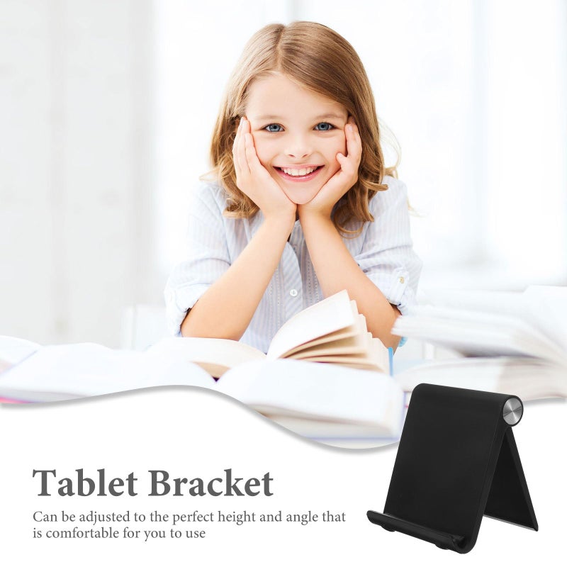 Foldable Desktop Phone Holder Tablet Stand Adjustable Angle Portable Black - Image 4