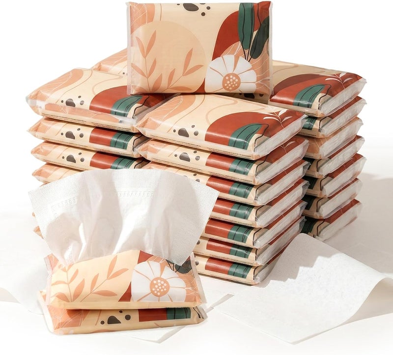 Rainflow 22 Packs Travel Tissue Packs - Pocket Tissues Travel Size 3-Ply Paper for Weddings, Parties, and Travel - Image 1