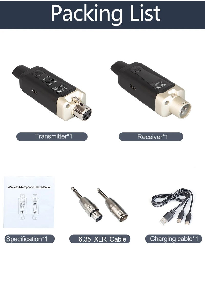 محول ميكروفون XLR لنظام الميكروفون اللاسلكي، إعداد جهاز إرسال UHF التلقائي للميكروفون الديناميكي المكثف