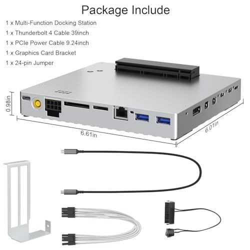 OwlTree مُستودع eGPU Thunderbolt PCIe 3.0 x16 24Gbps، كابل متوافق مع بطاقة الرسومات الخارجية NVIDIA AMD لأجهزة الكمبيوتر المحمولة التي تعمل بنظام Windows وأجهزة الألعاب، مزود بمنفذ Thunderbolt 3/4 USB 4، مدعوم من PD/DC/ATX - Image 5