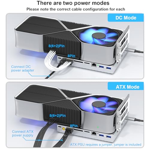 OwlTree مُستودع eGPU Thunderbolt PCIe 3.0 x16 24Gbps، كابل متوافق مع بطاقة الرسومات الخارجية NVIDIA AMD لأجهزة الكمبيوتر المحمولة التي تعمل بنظام Windows وأجهزة الألعاب، مزود بمنفذ Thunderbolt 3/4 USB 4، مدعوم من PD/DC/ATX - Image 3