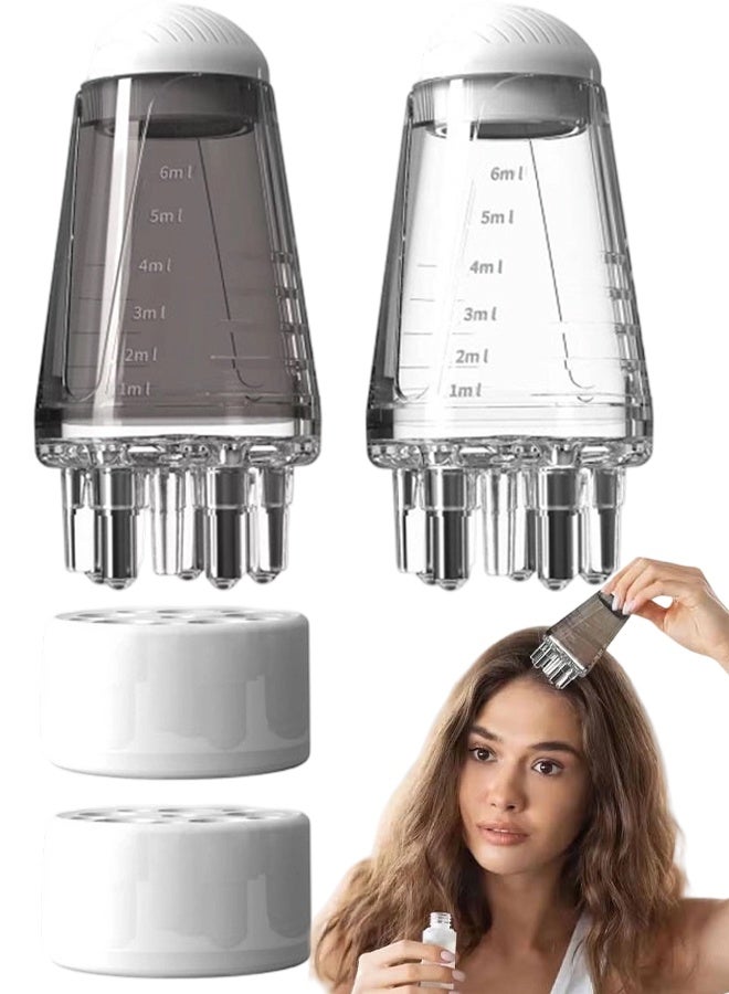 Oil Applicator Bottle Set, 6ml Scalp Treatment Dispenser with Massage Tips, 2-Pack, Clear and Gray - Image 1