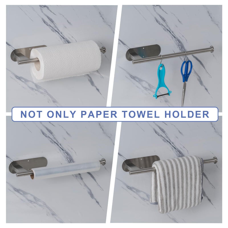 Honmein Paper Towel Holder  Upgrade Sus304 Stainless Steel Paper Towel Holder Under Cabinet  Bend-Resistant  Self-Adhesive Or Drill Mounting (Silver) - Image 5