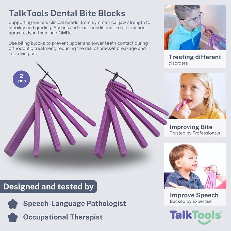 TalkTools Dental Bite Blocks Kit - Jaw Grading for Optimal Oral Motor Skills Development | Suitable for Kids and Adults Seeking Enhanced Jaw Stability and Control - Purple (2 Pack) - Image 3