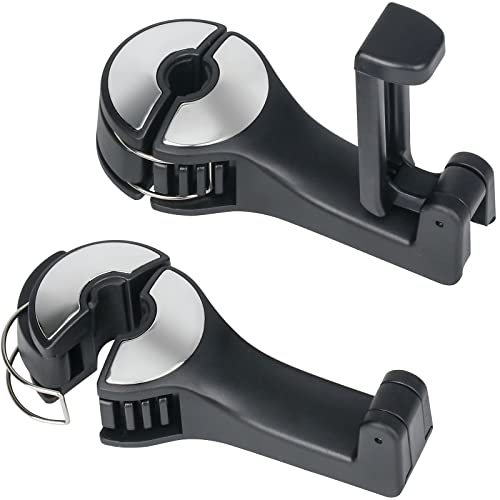 TOOVREN Upgraded 2 Pack Car Headrest Hidden Hook 2 in 1 Car Seat Hooks with Phone Holder for Purse BackpacksToysand Even Bottle Storage Organizer Silver