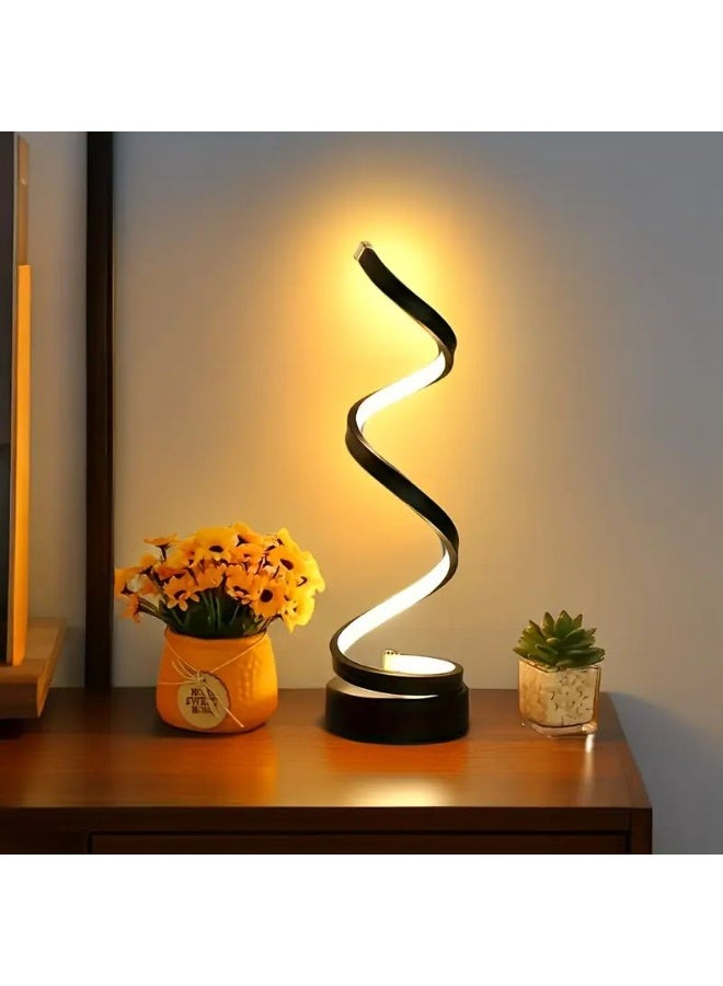 Bukela Spiral Table Lamp, Creative Atmosphere, Night Light, Tri Color Support, Infinite Dimming Table Lamp, Bedroom Dining Table Decoration Table Lamp - Image 1