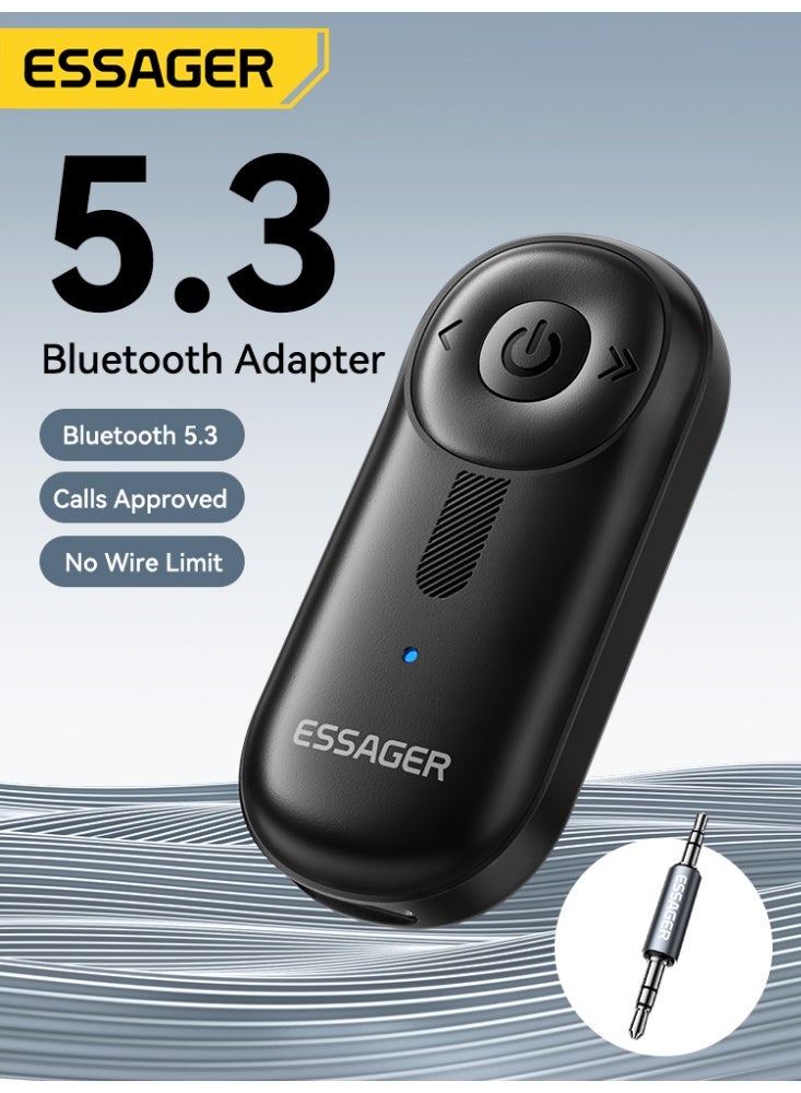 ESSAGER Bluetooth 5.3 Audio Receiver, 3.5mm AUX Adapter for Car and Home Stereo, 14-Hour Battery, Clip-on Portable Design (Black) - Image 3