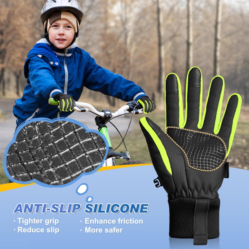Sukeen Kids Winter Warm Gloves for Boys Girls Windproof PU Cold Weather Gloves Aged 4-14 Anti-Slip Gloves for Cycling Outdoor - Image 4