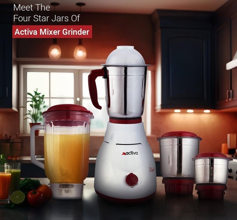 Activa Pluto 4 Jar 650 Watts Mixer Grinder (ABS BODY) comes with 2 year warranty - Image 4