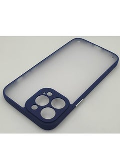 TPU Shockproof Case Semi Transperent Back & Silver Buttons For IPhone 13 Pro - Blue