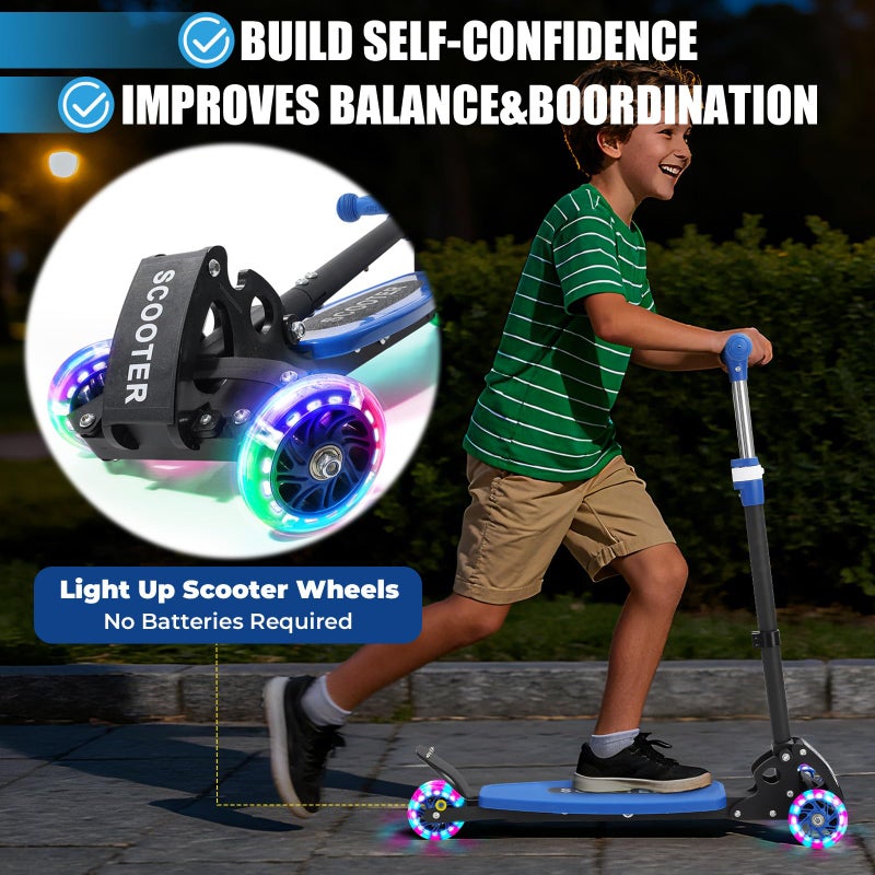 EUIJOIP Foldable Kids Scooter with Lean-to-Steer Technology, LED Light-Up Wheels, and Quick-Adjust Handlebar â€“ Ideal Outdoor Gift for Ages 3/4/5/6/7 - Image 3