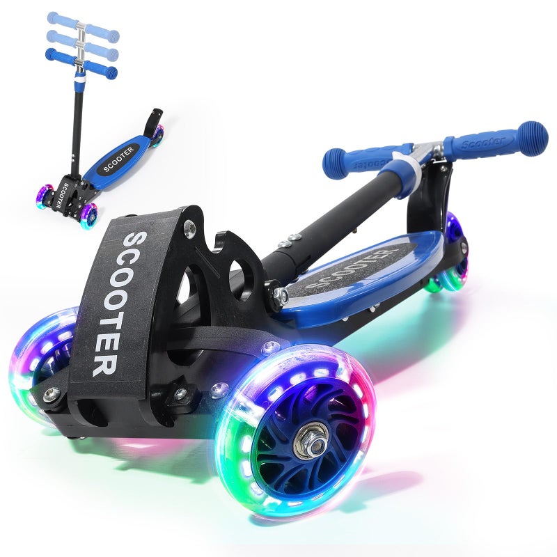 EUIJOIP Foldable Kids Scooter with Lean-to-Steer Technology, LED Light-Up Wheels, and Quick-Adjust Handlebar â€“ Ideal Outdoor Gift for Ages 3/4/5/6/7 - Image 1